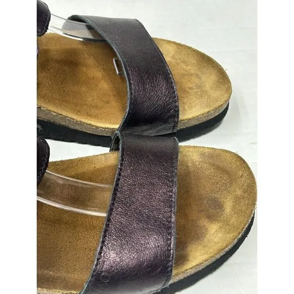 NAOT Sandals Womens Size 40 US 9 Ashley Metallic Leather Slip On Slide Comfort