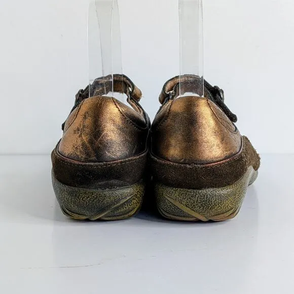 Naot Shoes Rahina EU 38 Copper Metallic Mary Jane Strap Comfort Hook and Loop