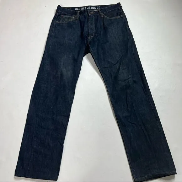 Nautica | Men’s Dark Denim Relaxed Fit Jeans. * 35 in inseam