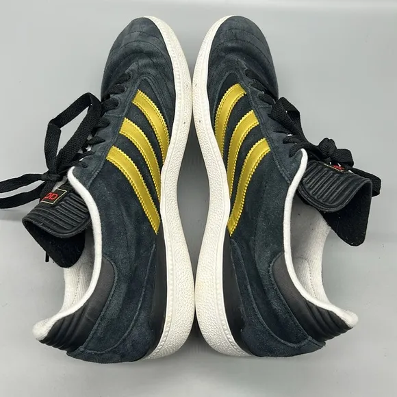 Navy Blue Adidas Busentiz Size 10.5 gold stripe