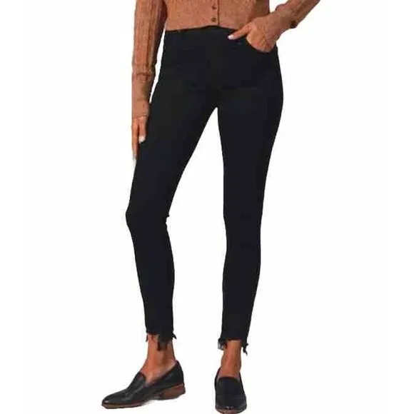 NEW Abercrombie &amp; Fitch Super Skinny Ankle‎ High Rise Jean 27 4L Black Raw Ankle