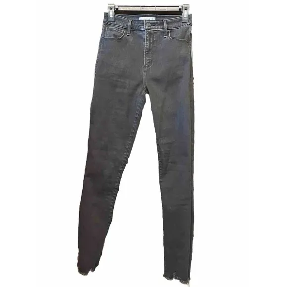 NEW Abercrombie &amp; Fitch Super Skinny Ankle‎ High Rise Jean 27 4L Black Raw Ankle