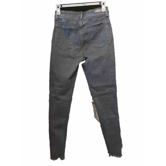 NEW Abercrombie &amp; Fitch Super Skinny Ankle‎ High Rise Jean 27 4L Black Raw Ankle