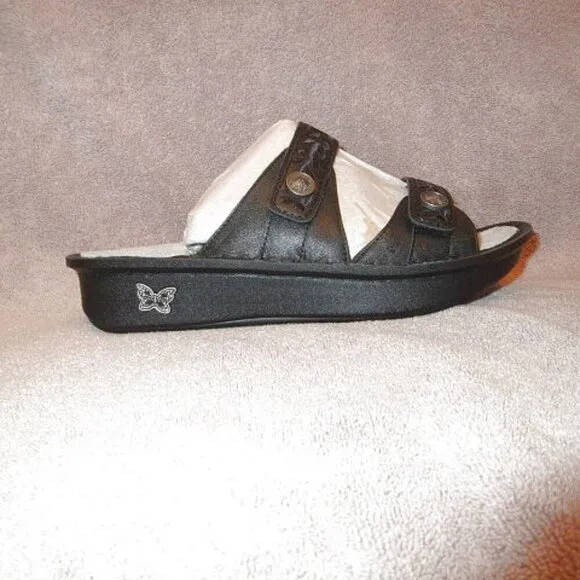 NEW Alegria CLARA Tooled LEATHER Sandals Size 42 11 COMFORT Slide PADDED Arch