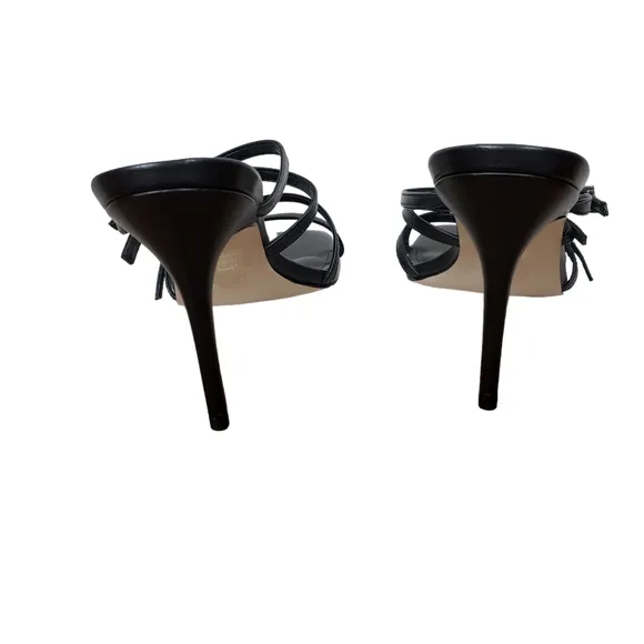 NEW Aster Capri Sandals Size 8 Black Slip On High Heel Shoes Leather Strappy