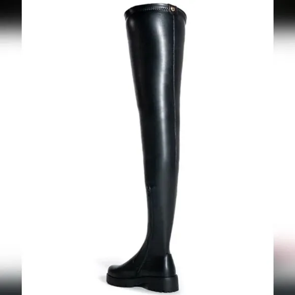 New AZALEA WANG SHOES SURGICAL Black Stretch Thigh High Black Boots Chunky Sole