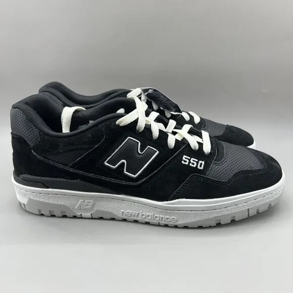 New Balance 550 Black Grey Matter Sneakers Men Size 11 D Suede Comfort Low Shoes