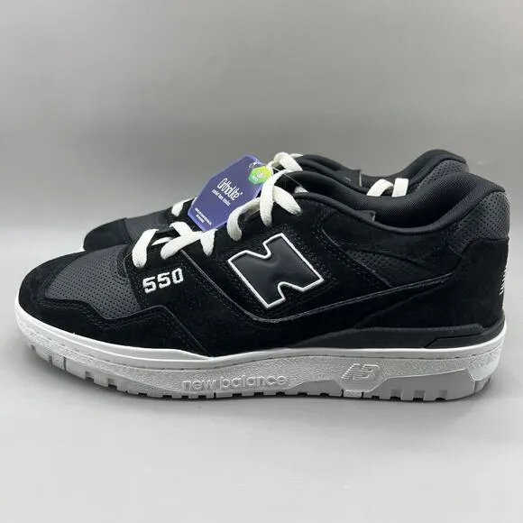 New Balance 550 Black Grey Matter Sneakers Men Size 11 D Suede Comfort Low Shoes