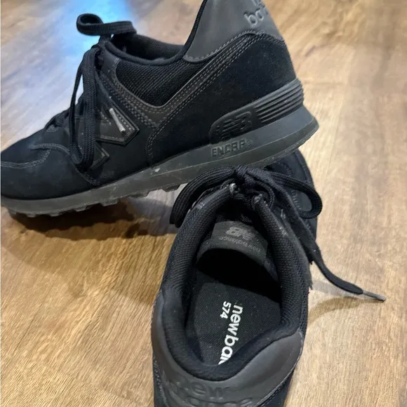 New Balance 574 Core Black Suede Sneakers Size 11.5
