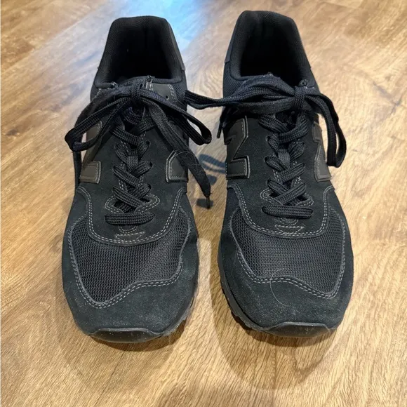 New Balance 574 Core Black Suede Sneakers Size 11.5