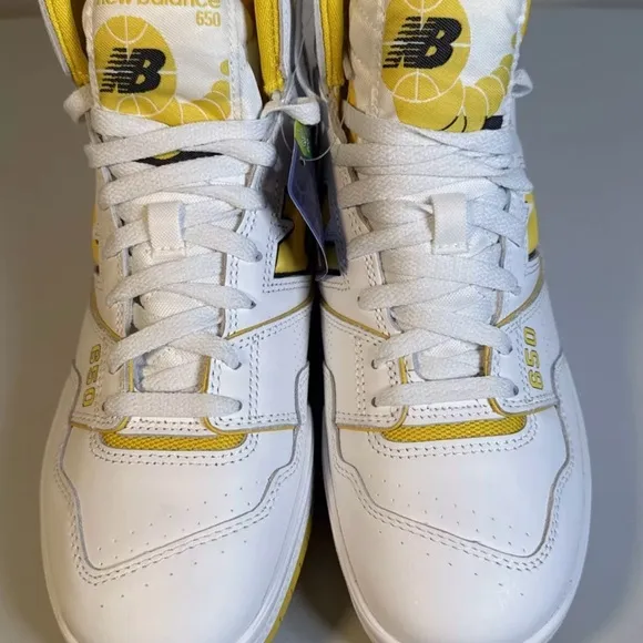 New Balance 650 honeycomb, hot top sneakers yellow, and white mens size 9.5 NWOB