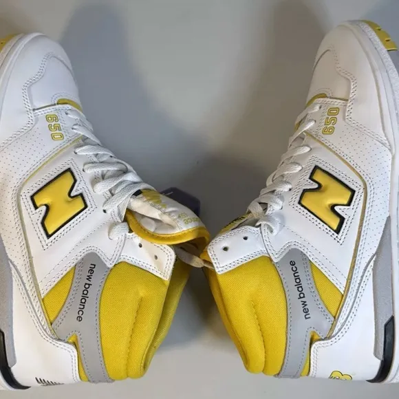 New Balance 650 honeycomb, hot top sneakers yellow, and white mens size 9.5 NWOB