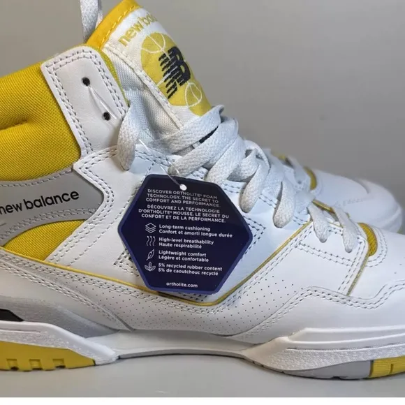 New Balance 650 honeycomb, hot top sneakers yellow, and white mens size 9.5 NWOB