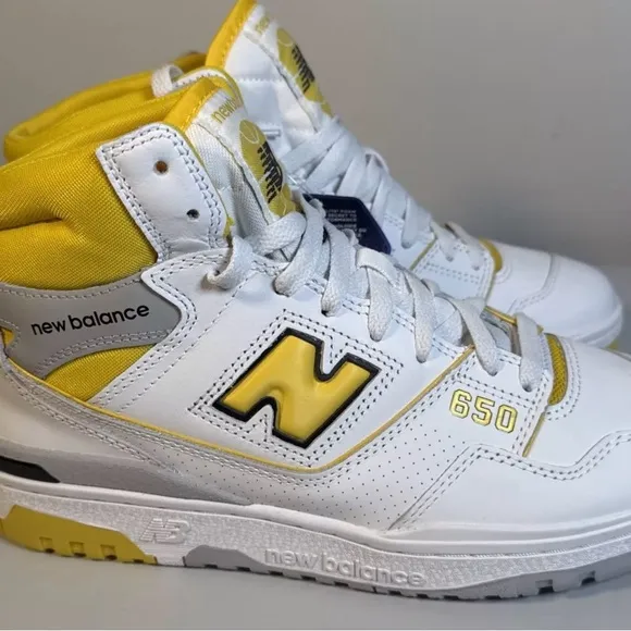 New Balance 650 honeycomb, hot top sneakers yellow, and white mens size 9.5 NWOB