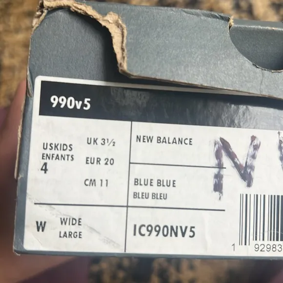 New Balance Kids' Navy Sneakers NIB