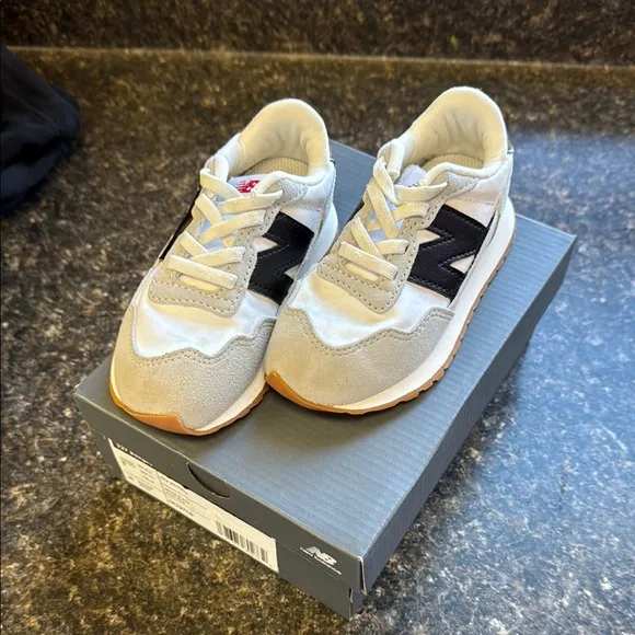 New Balance Kids' White and Black Sneakers - wore once