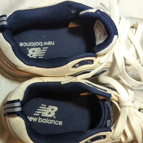 New Balance White and Navy Sneakers