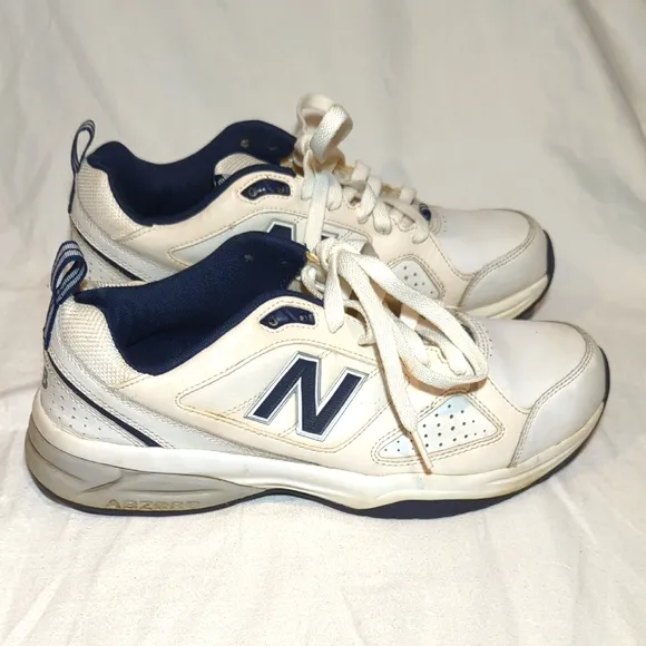 New Balance White and Navy Sneakers