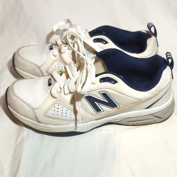 New Balance White and Navy Sneakers