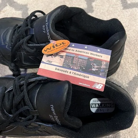New balance 577 walking sneaker dsl-2 black leather sneaker made in USA NWT