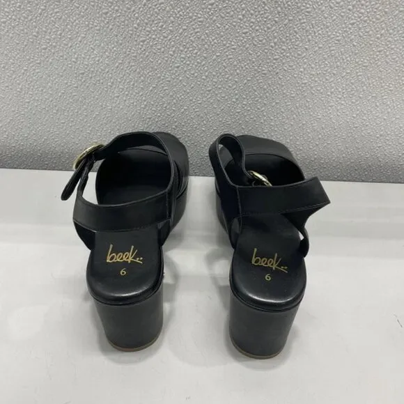 NEW BEEK Women’s Inca Platform Heeled Sandals Black Size 6 – New Without Box
