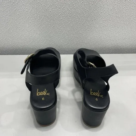 NEW BEEK Women’s Inca Platform Heeled Sandals Black Size 6 – New Without Box