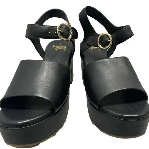 NEW BEEK Women’s Inca Platform Heeled Sandals Black Size 6 – New Without Box