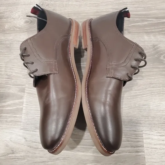 NEW Ben Sherman Birk Plain Toe Brown Leather Shoes
