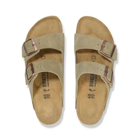 NEW BIRKENSTOCK women's arizona sandals in taupe suede
