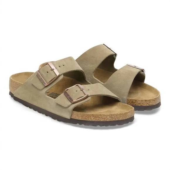 NEW BIRKENSTOCK women's arizona sandals in taupe suede
