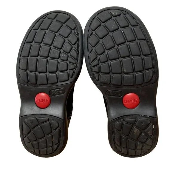 NEW Camper Womans 5 Path Canvas Sneakers Slip On Shoes Toggle Lace COMFORT Black