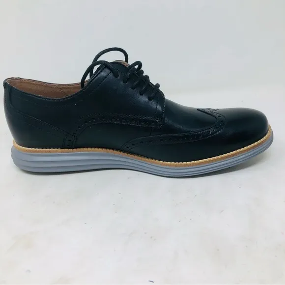 New Cole Haan Black Leather Men's Wingtip Brogue Shoes