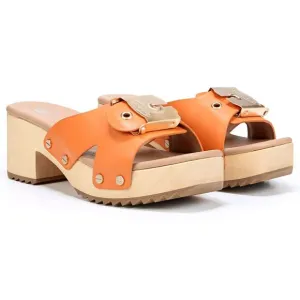 NEW DR. SCHOLL'S Made In Brazil Leather  Max Comfort Slide Heeled Sandals 253