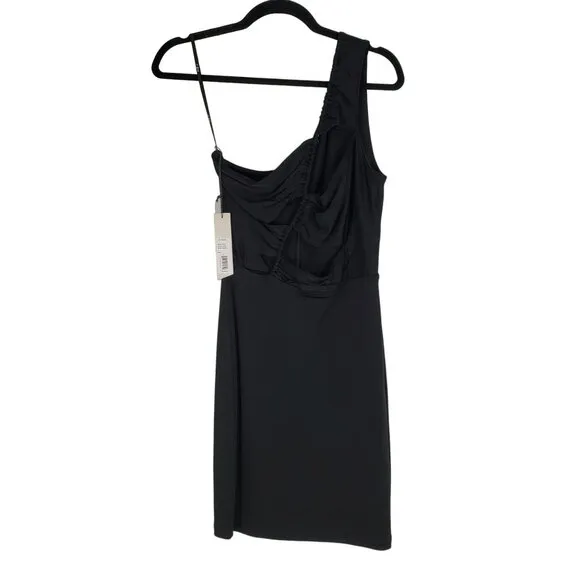 NEW Et Ochs Black Cutout One Shoulder Mini Cocktail Dress 4