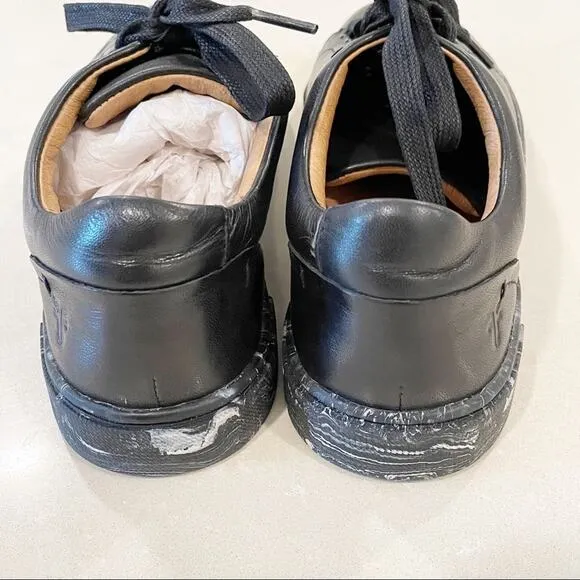 NEW Frye Ivy Low Lace Leather Marbled Sneakers Black White 6.5