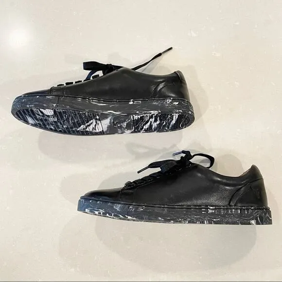 NEW Frye Ivy Low Lace Leather Marbled Sneakers Black White 6.5