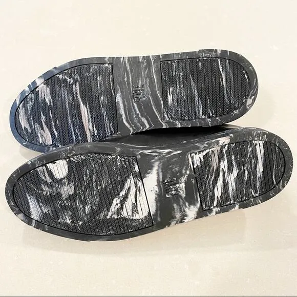 NEW Frye Ivy Low Lace Leather Marbled Sneakers Black White 6.5