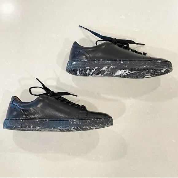 NEW Frye Ivy Low Lace Leather Marbled Sneakers Black White 6.5