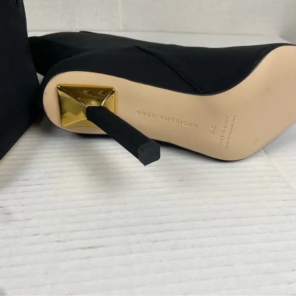 NEW Good American Pointed Toe Heeled Bootie Black Neoprene Women's 9.5 GA118N-X