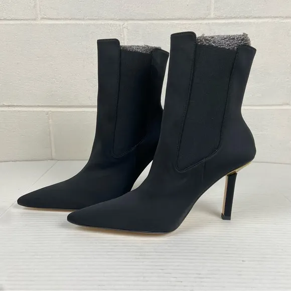 NEW Good American Pointed Toe Heeled Bootie Black Neoprene Women's 9.5 GA118N-X