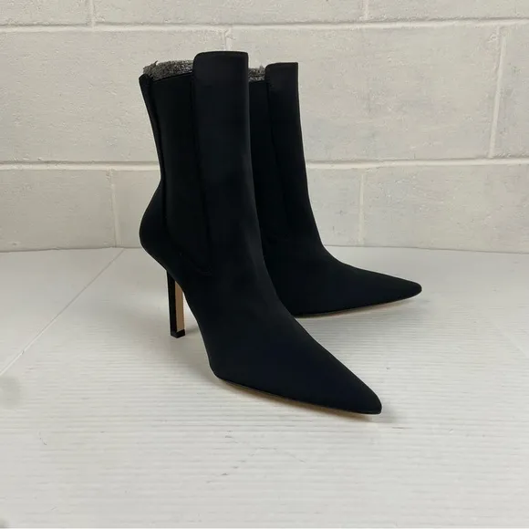 NEW Good American Pointed Toe Heeled Bootie Black Neoprene Women's 9.5 GA118N-X