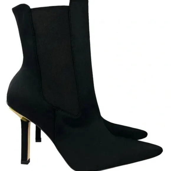 NEW Good American Pointed Toe Heeled Bootie Black Neoprene Women's 9.5 GA118N-X
