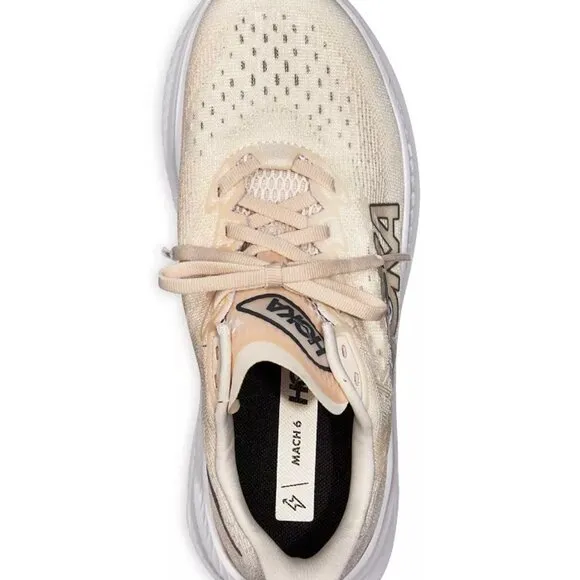 NEW HOKA Women's Mach 6 Low Top Sneakers Eggnog/Vanilla