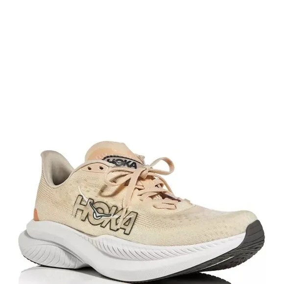 NEW HOKA Women's Mach 6 Low Top Sneakers Eggnog/Vanilla