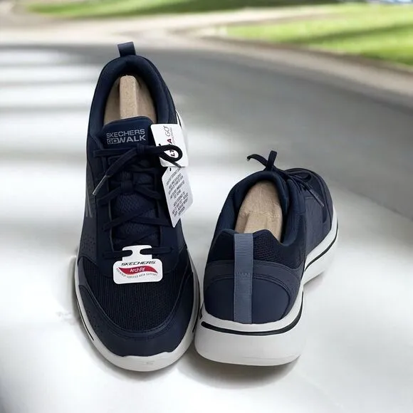 New! Mens Skechers Ultra Go Arch Fit Walking Shoes 11.5 Lace Up Sneakers Navy