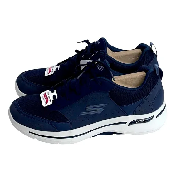 New! Mens Skechers Ultra Go Arch Fit Walking Shoes 11.5 Lace Up Sneakers Navy