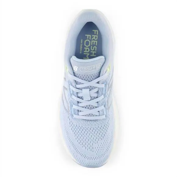NEW NEW BALANCE women's 860 v14 running sneakers in light chrome blue limelight,
