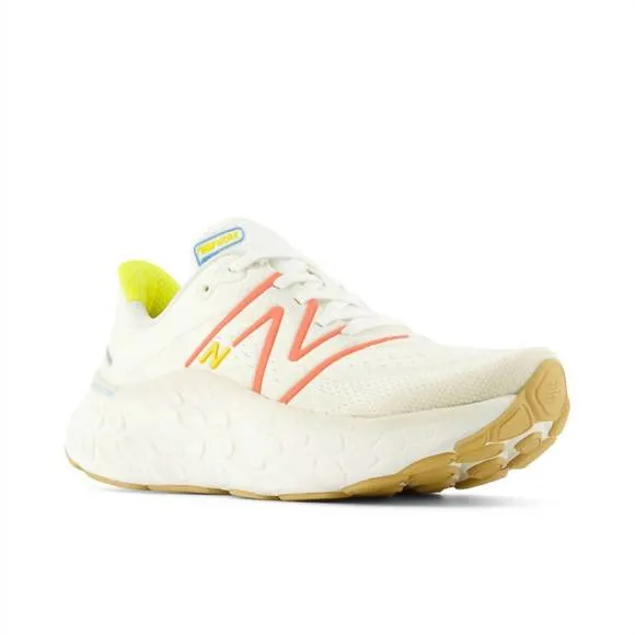 NEW NEW BALANCE women's more v4 running sneakers in sea salt with gulf red and l