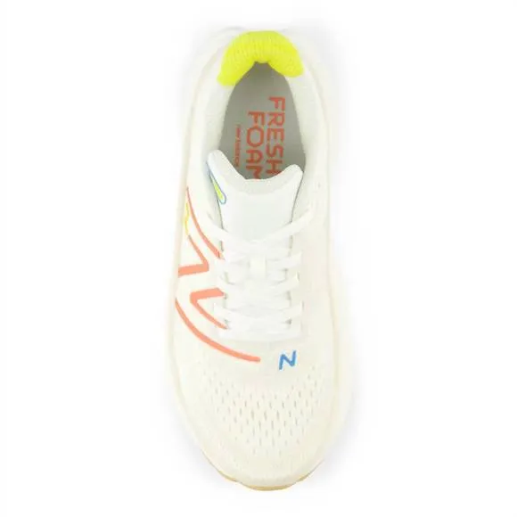 NEW NEW BALANCE women's more v4 running sneakers in sea salt with gulf red and l