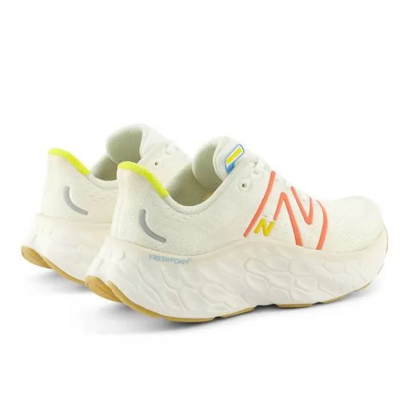 NEW NEW BALANCE women's more v4 running sneakers in sea salt with gulf red and l